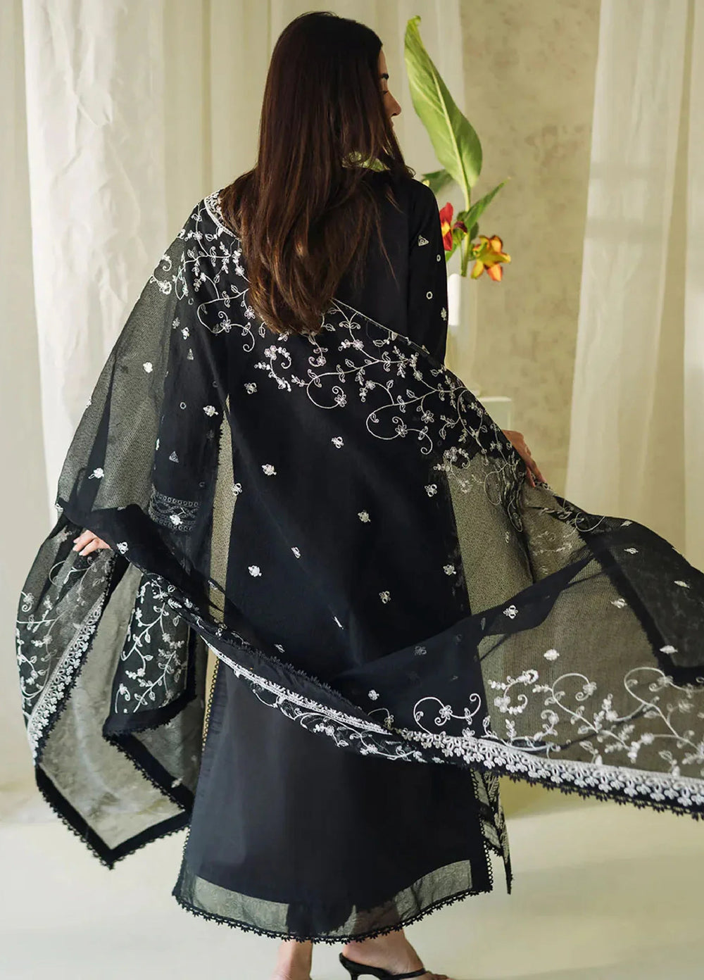 Neeshay Monochrome Embroidered Lawn Suit Unstitched 3 Piece NSH24M Elysian - Summer Collection
