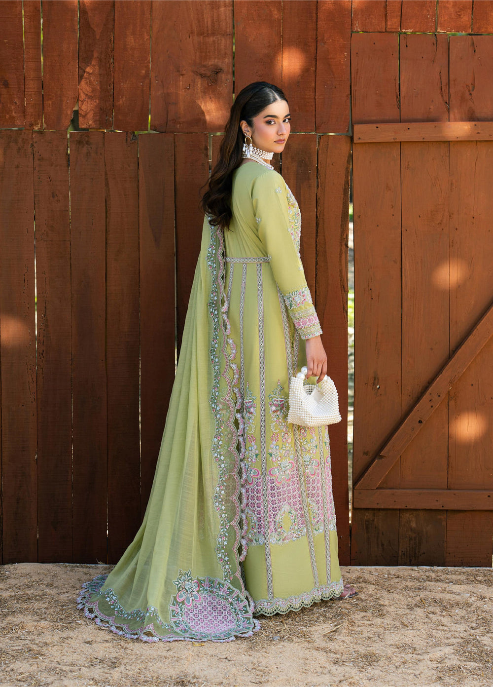 Aura of Flora by Zarizaa Unstitched Embroidered Luxury Lawn 3 Pcs Suit ZZ26UAFL ZA10-3ULE03G-2602 MOSS - Summer