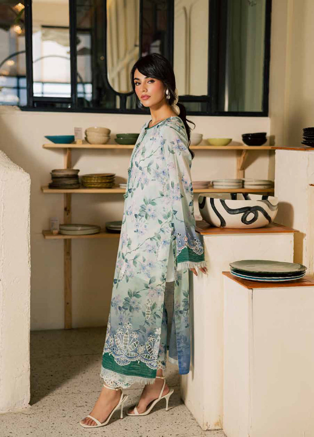 Ballerina by Nureh Unstitched Printed Chikankari Lawn 3 Piece Suit NU26UBL NU2-197 - Summer Collection