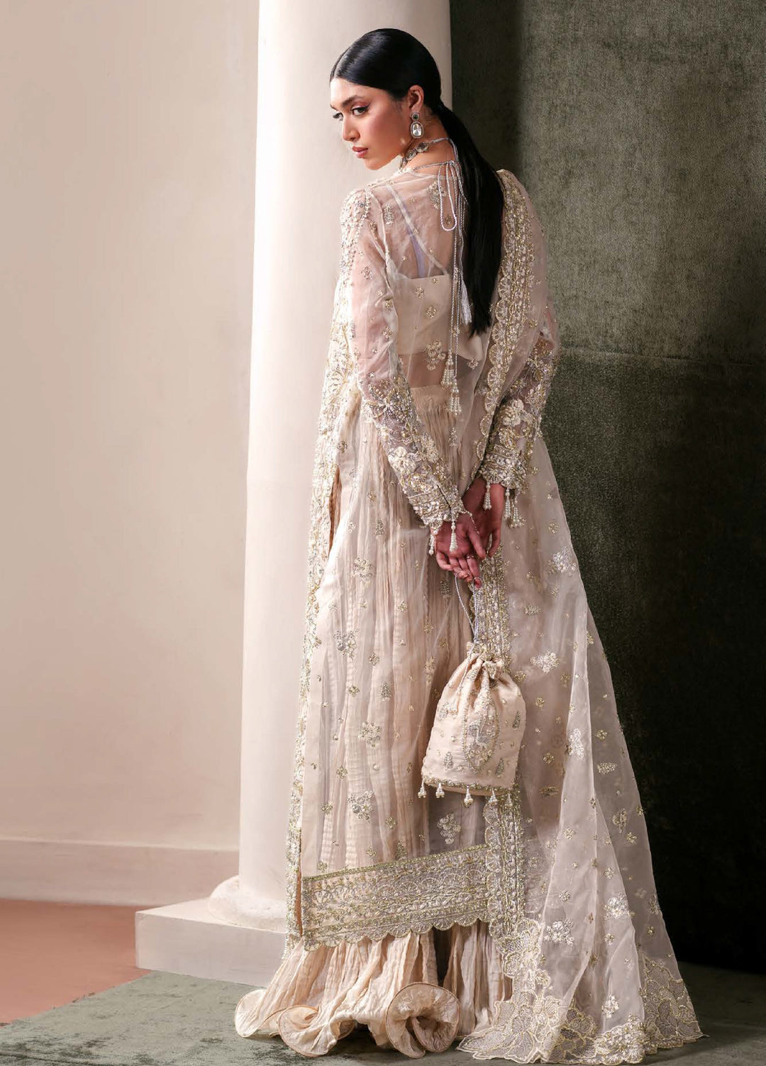 Starlet Jewels by Emaan Adeel Unstitched Embroidered Organza 3 Piece Suit EA26USF Howlite - Festive Collection