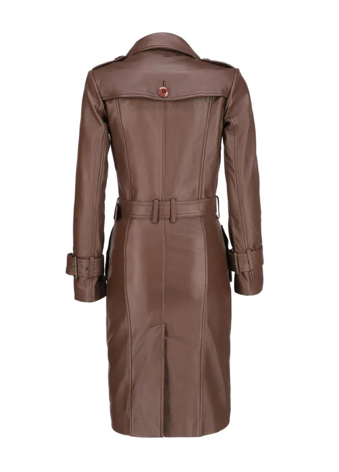 Jild Bomber Jacket Solids Womens Leather Long Coat Brown - Winter Collection