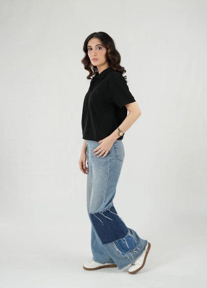 Mercato RTW Solids Cotton 1 Piece Black Polo Shirt