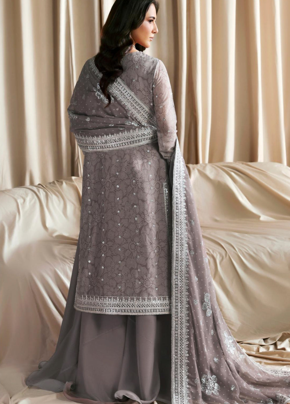 Sirayya by Zarif Unstitched Embroidered Chiffon 3 Piece Suit ZR26US Sitara 05 - Wedding Collection