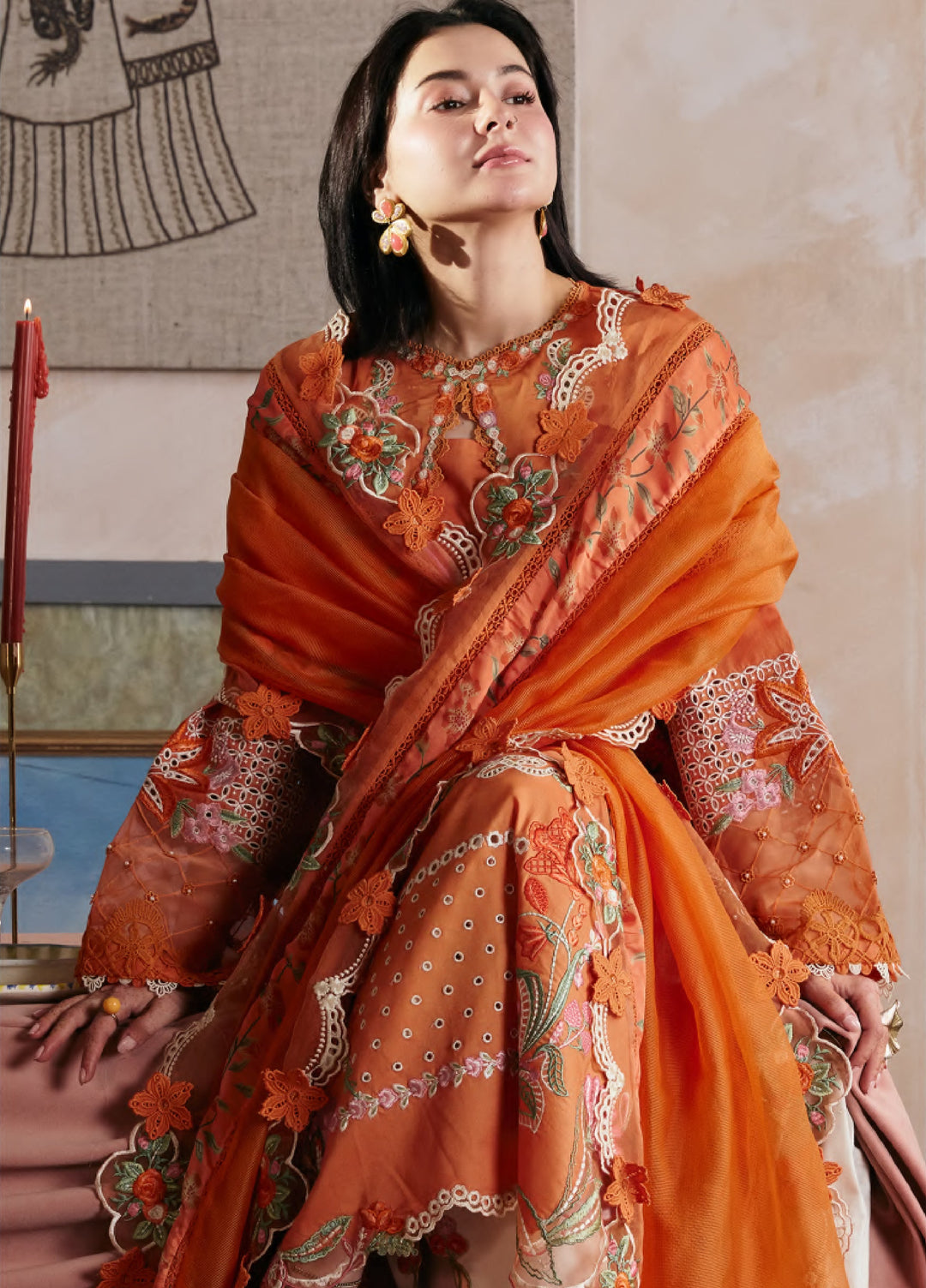 Maryam Hussain Unstitched Embroidered Lawn 3 Piece Suit MH26ULF Sharjeena - Festive Collection