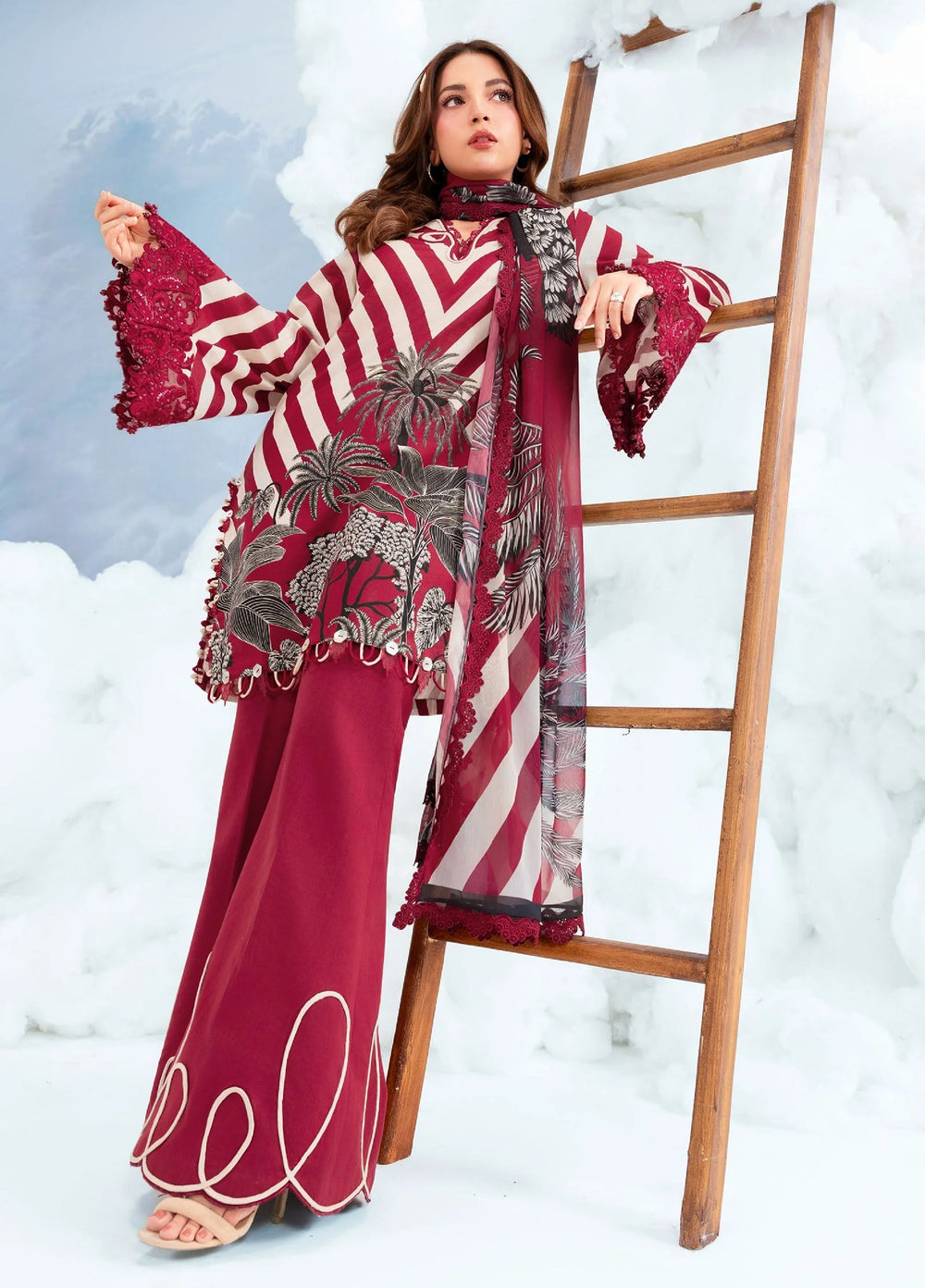 M Basics by Maria B Unstitched Embroidered Lawn 3 Piece Suit MB26SSEL MB-CUSV14-08B - Eid Collection