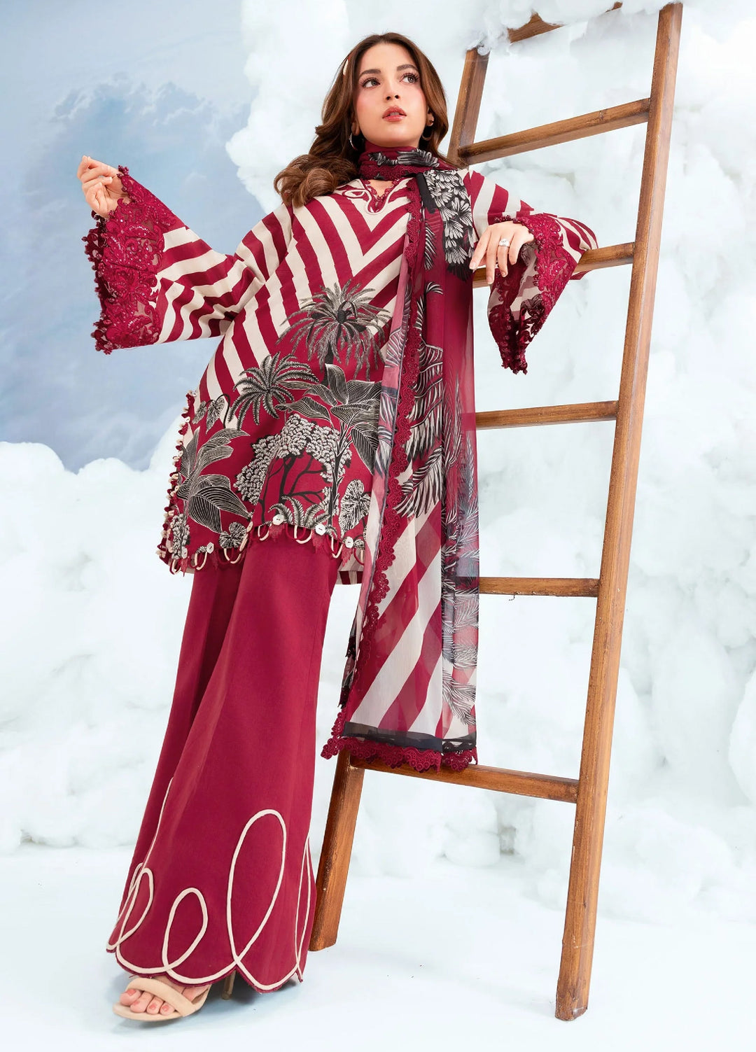 M Basics by Maria B Unstitched Embroidered Lawn 3 Piece Suit MB26SSEL MB-CUSV14-08B - Eid Collection