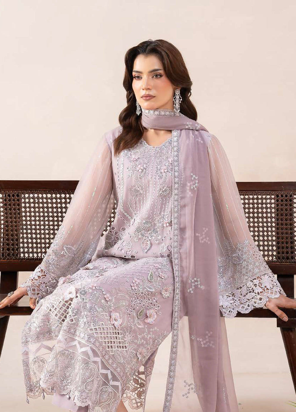 Anaya Noor by Zebtan Unstitched Embroidered Chiffon 3 Piece Suit ZB26UAN AN-01 - Festive Collection