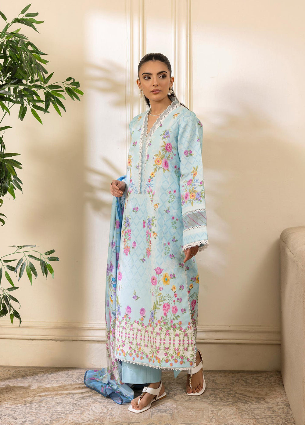 Nissa by RajBari Unstitched Printed Lawn 3 Piece Suit RB26ULN D-08 - Casual Collection