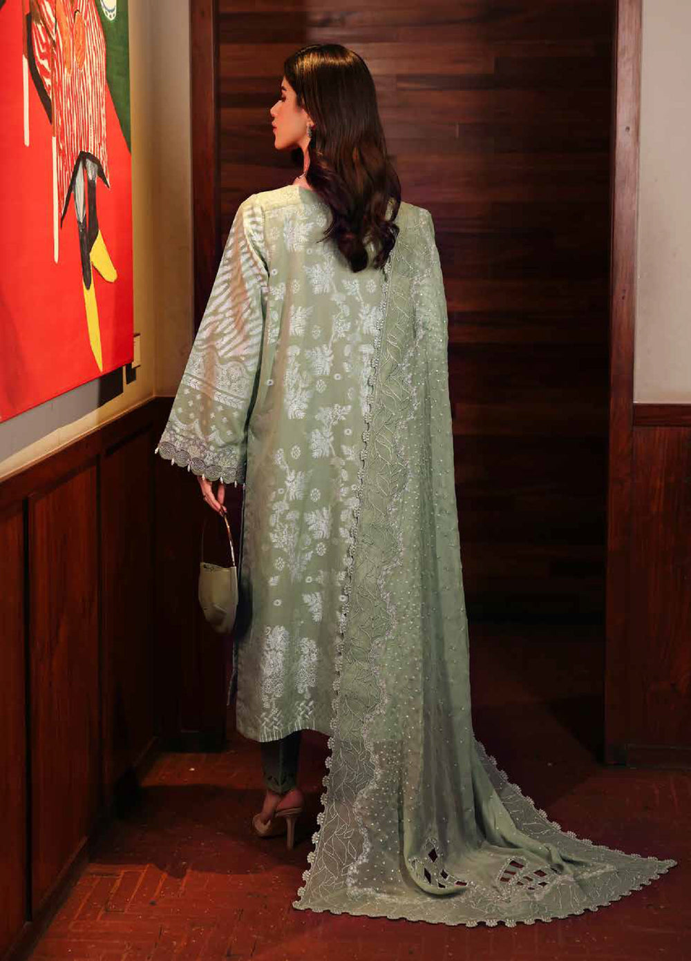 Nureh Exclusive Unstitched Embroidered Lawn Jacquard 3 Piece Suit NU26EU NE-226 - Festive Collection