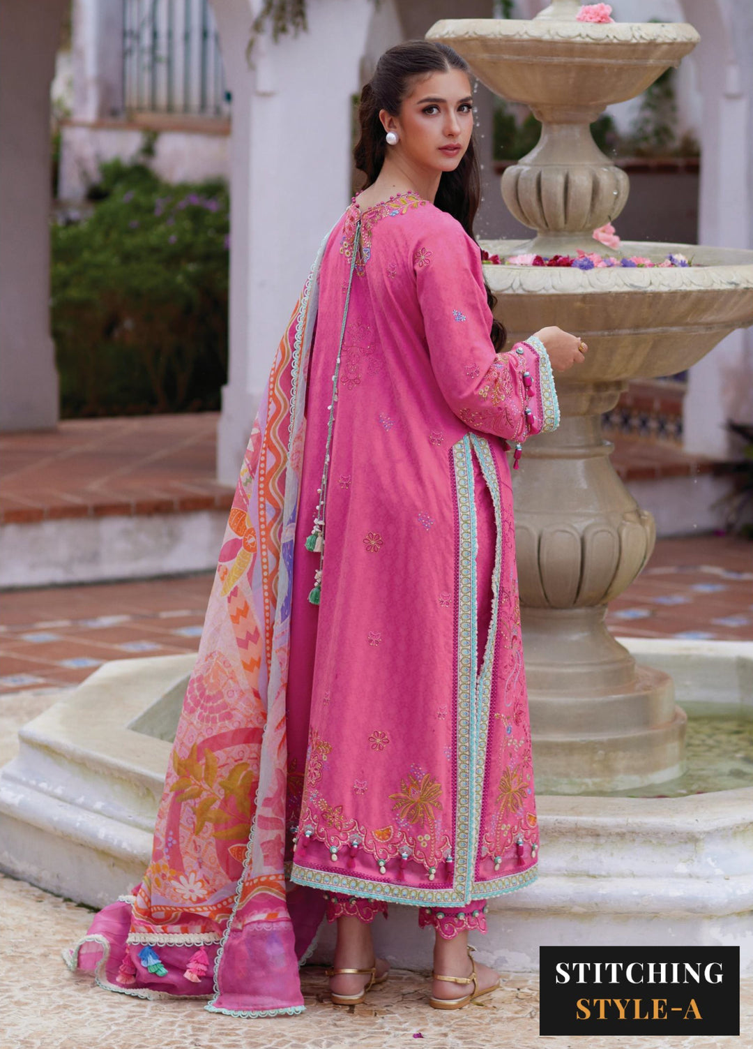 Farah Talib Aziz Unstitched Embroidered Lawn 3 Piece Suit FTA26UL FTA-05 PALMIRA PINK - Summer
