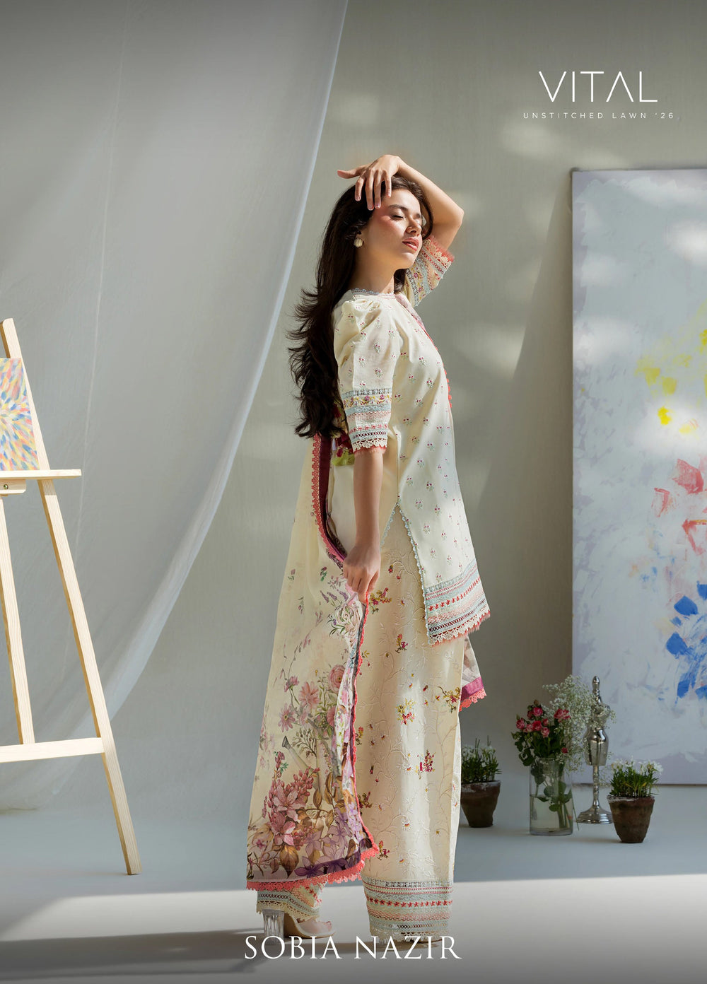 Vital by Sobia Nazir Unstitched Embroidered Lawn 3 Piece Suit SN26UVL 10A - Summer Collection