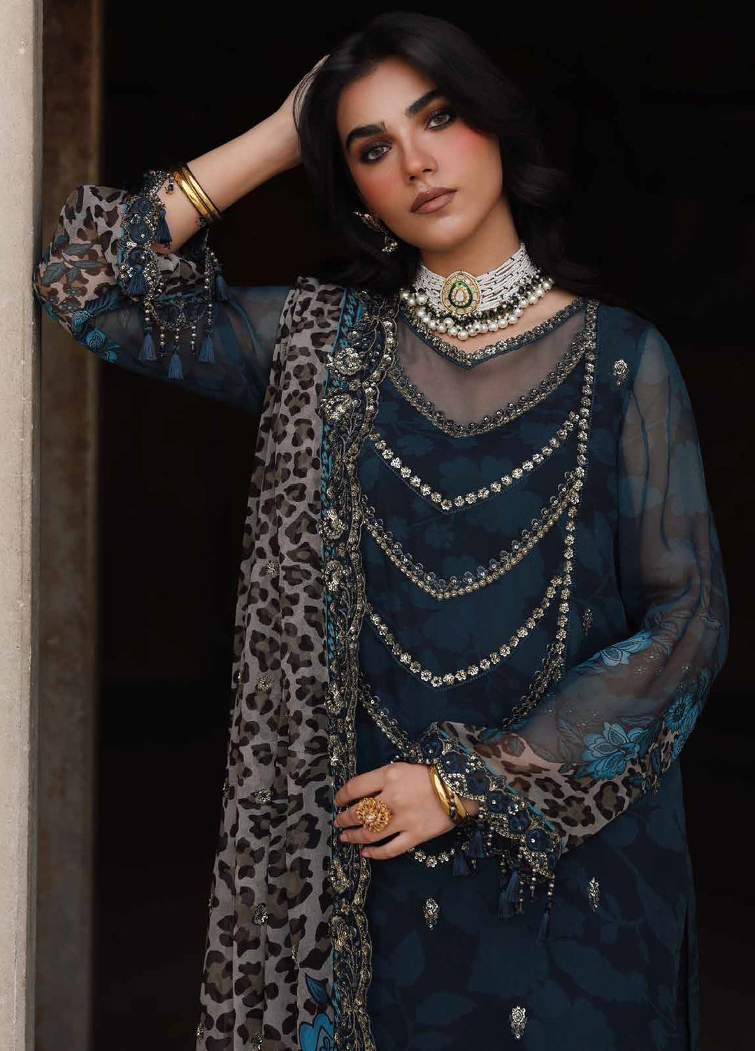 Vasal by Charizma Unstitched Luxury Chiffon Embroidered Suits 3 Piece CRZ25LC VSL25-43 - Festive Collection