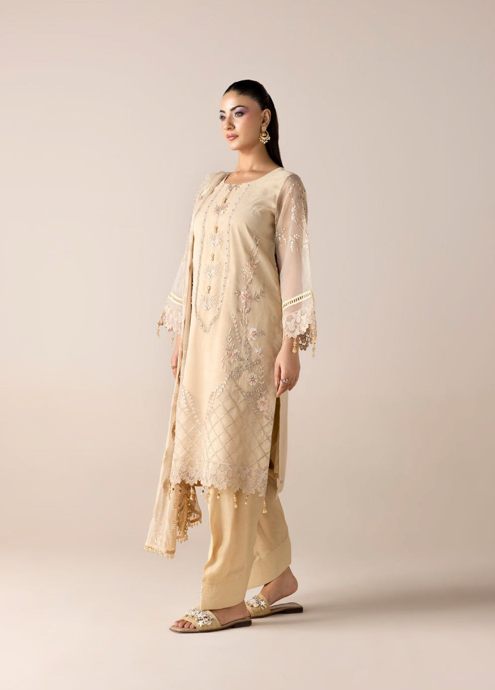 Aura by Zebtan RTW Embroidered Organza 3 Piece Suit ZB26UAL A-07 - Festive Collection