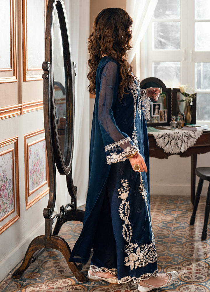 Eid Ensembles by Azure Unstitched Embroidered Khaddi Net 3 Piece Suit AZ26UEE ES-140 Stellar Blue - Eid Collection
