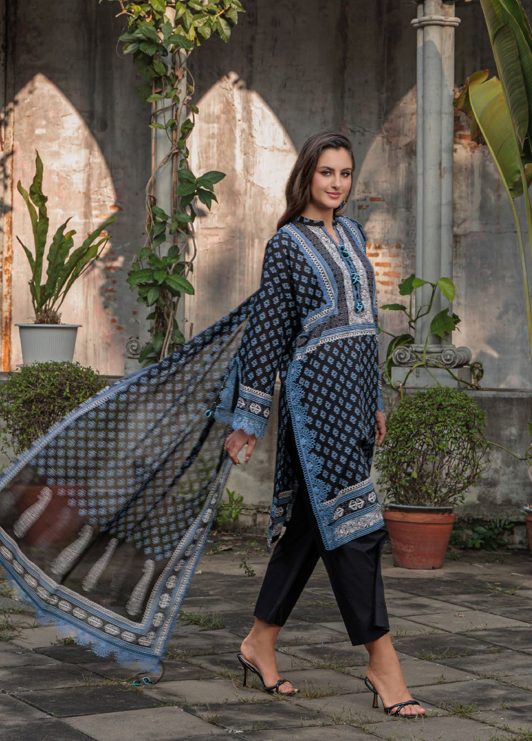 Noir and Blanc by Gul Ahmed Unstitched Printed Lawn 3 Piece Suit GA26UNBL B-62002 - Summer Collection