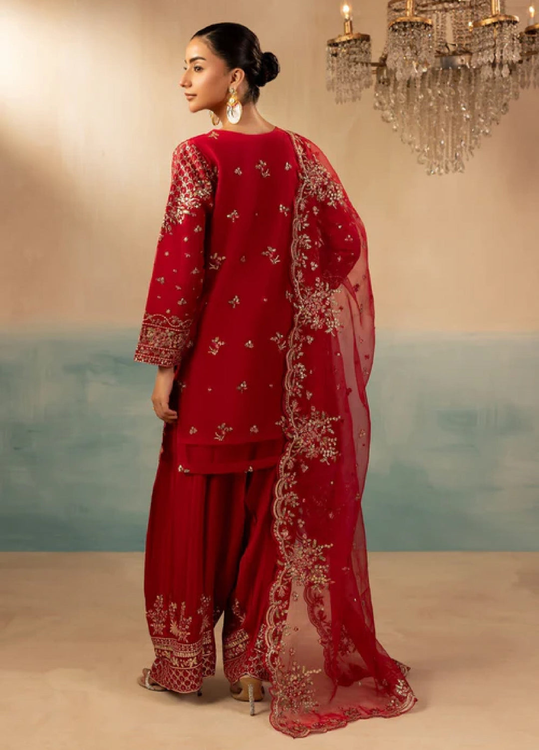 Signature by Diara Couture Pret Luxury Embroidered 3 Piece Raw Silk Jugnu-Df-44-Hot Pink - Formals Collection