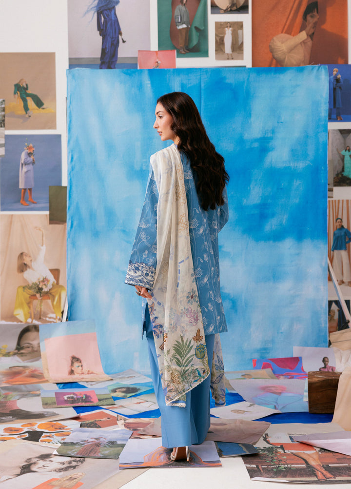 Zync by Florent Unstitched Embroidered Printkari Lawn 3 Piece Suit FL26UZP FZ-2B - Summer Collection