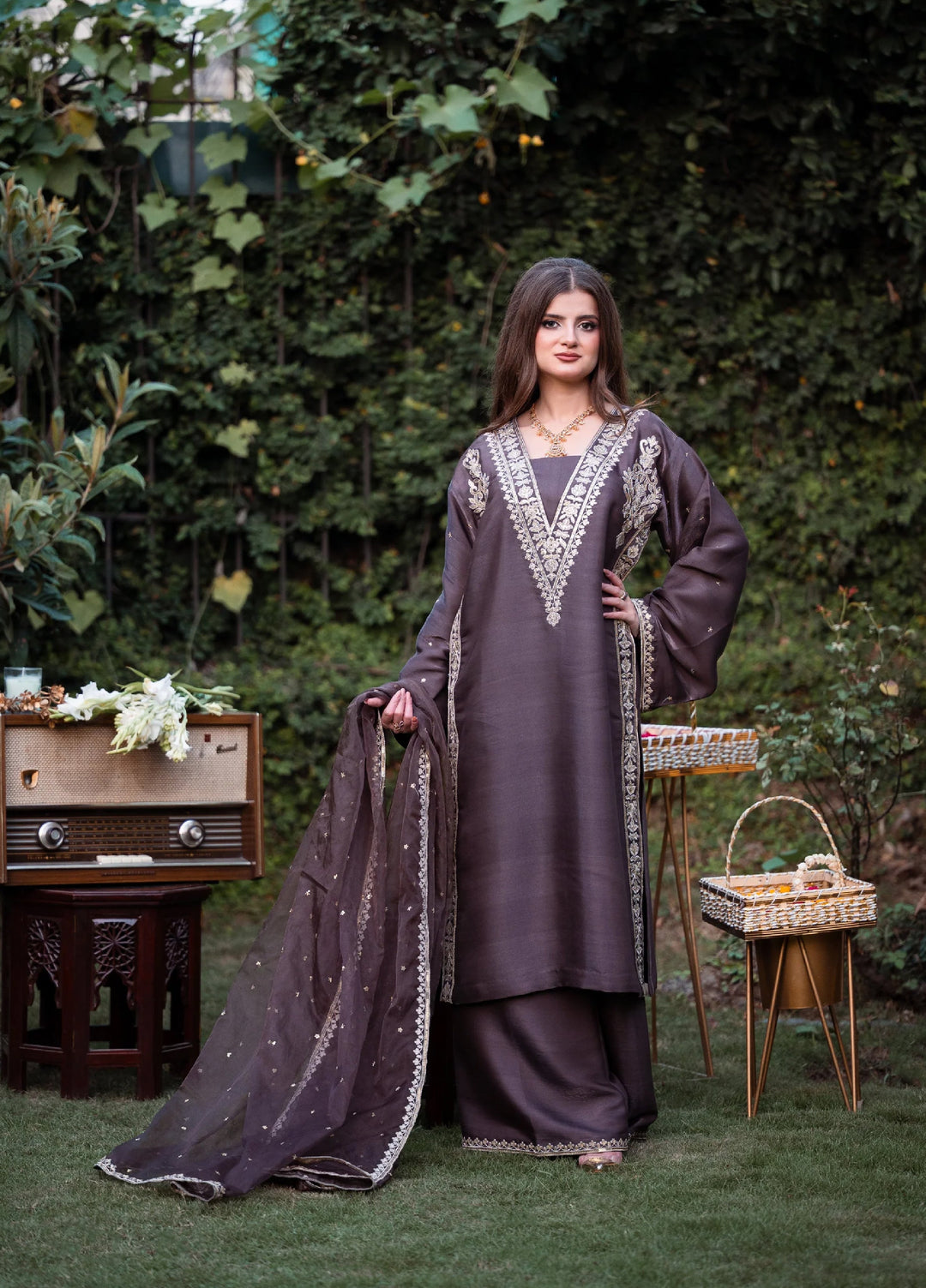 Sitaray by Reezas Women Pret Silk Embroidered 3 Piece saahil - Festive Collection