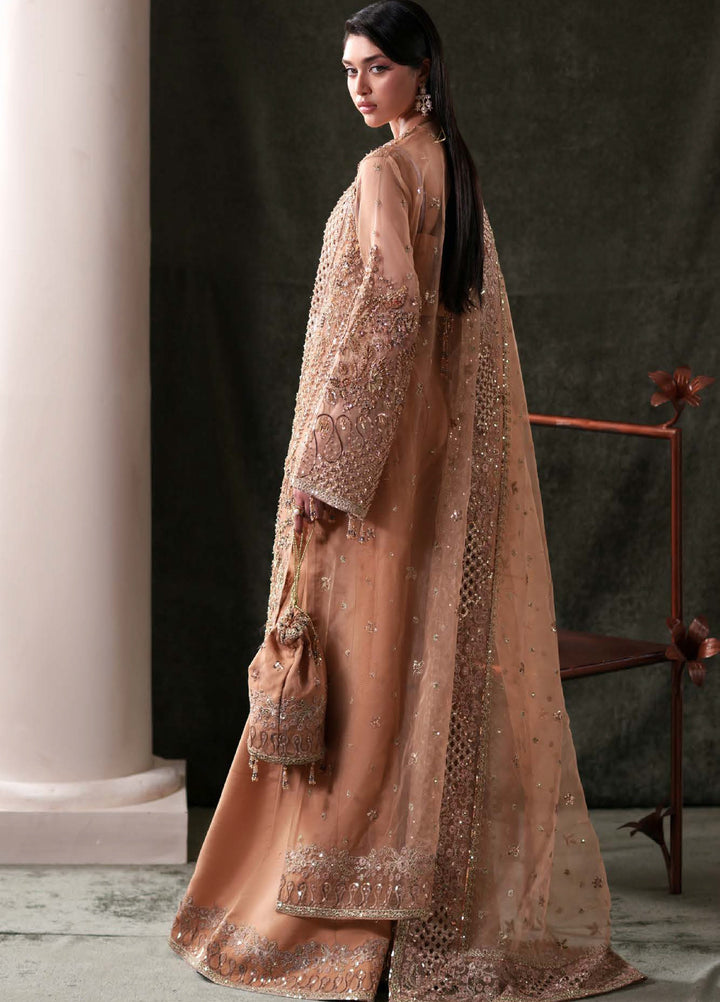 Starlet Jewels by Emaan Adeel Unstitched Embroidered Organza 3 Piece Suit EA26USF Hessonite - Wedding Collection