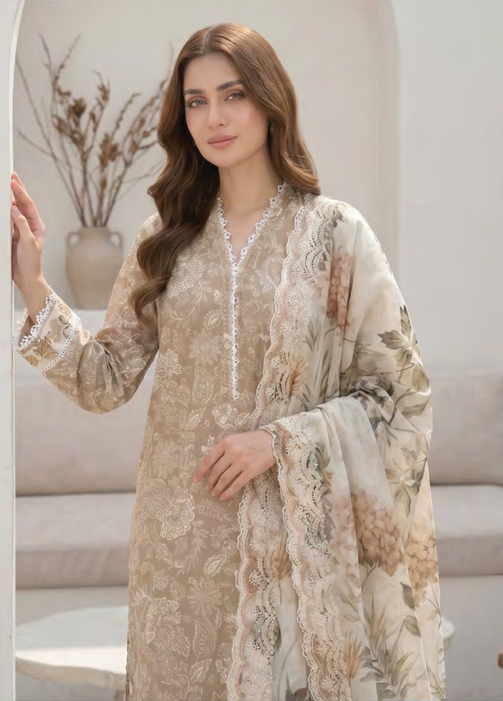Lakhany Unstitched Printed Lawn 3 Piece Suit LSM26UP LG-IZ-0700 - Casual Collection