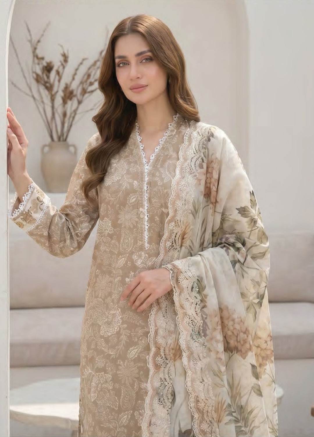 Lakhany Unstitched Printed Lawn 3 Piece Suit LSM26UP LG-IZ-0700 - Casual Collection