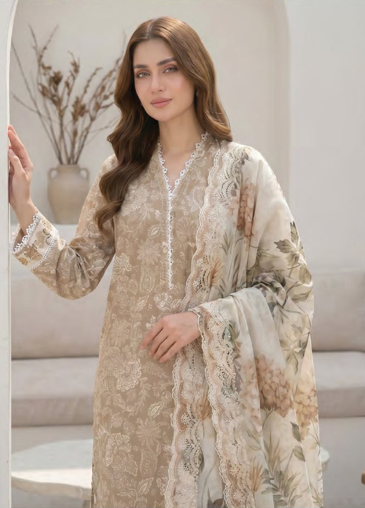 Lakhany Unstitched Printed Lawn 3 Piece Suit LSM26UP LG-IZ-0700 - Casual Collection