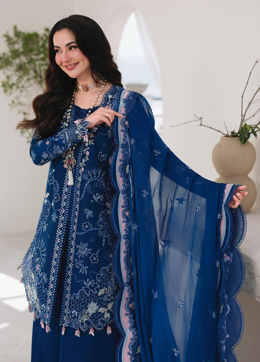 Sahil by Qalamkar Unstitched Embroidered Luxury Lawn 3 Pcs Suit QLK26US SA-16 Esma - Summer