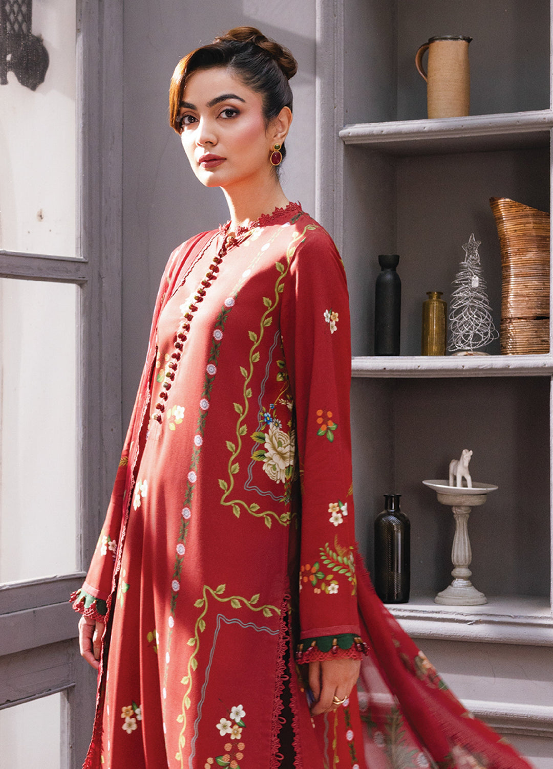 M Basics By Maria B Unstitched Digital Printed Linen 3 Piece MB25UW 1105-A - Winter Collection