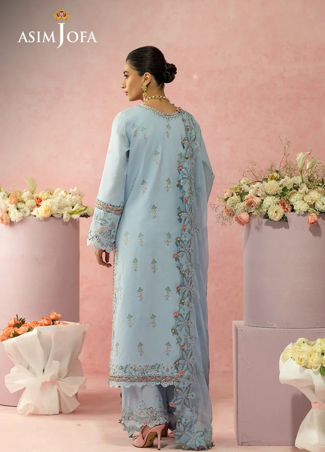 Asim Jofa Unstitched Embroidered Luxury Lawn 3 Piece Suit AJ26ULL AJULW-10 - Festive Collection