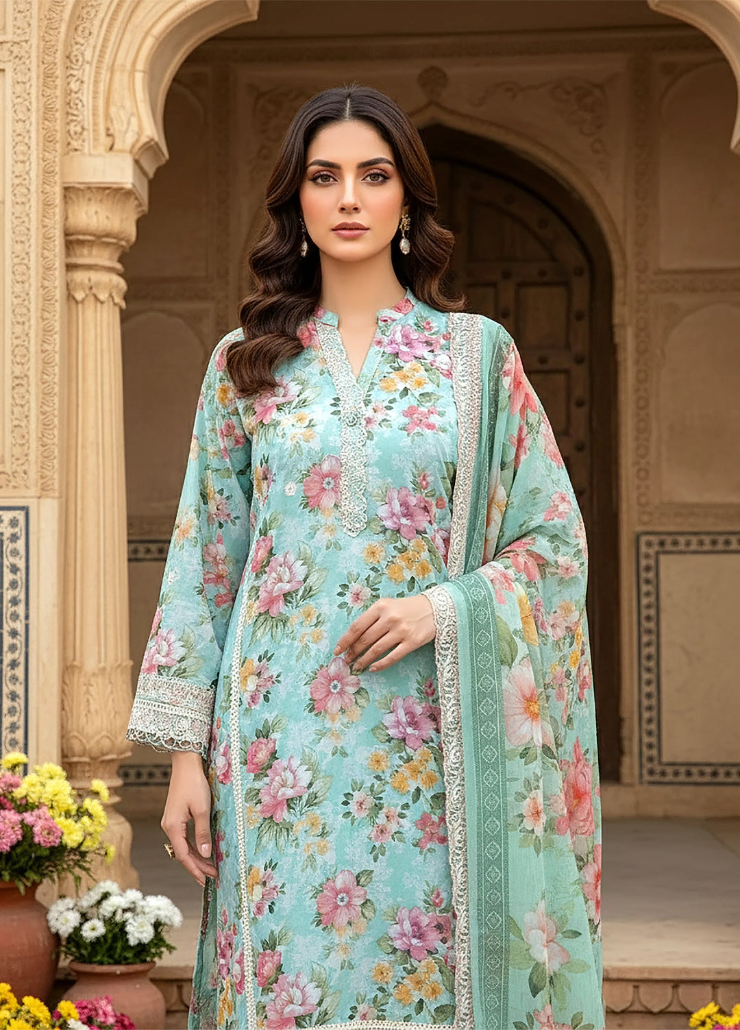 Lakhany Summer Essentials Embroidered Unstitched Lawn 3 Piece Suit LSM26USE LG-SG-0052 - Ramadan Collection