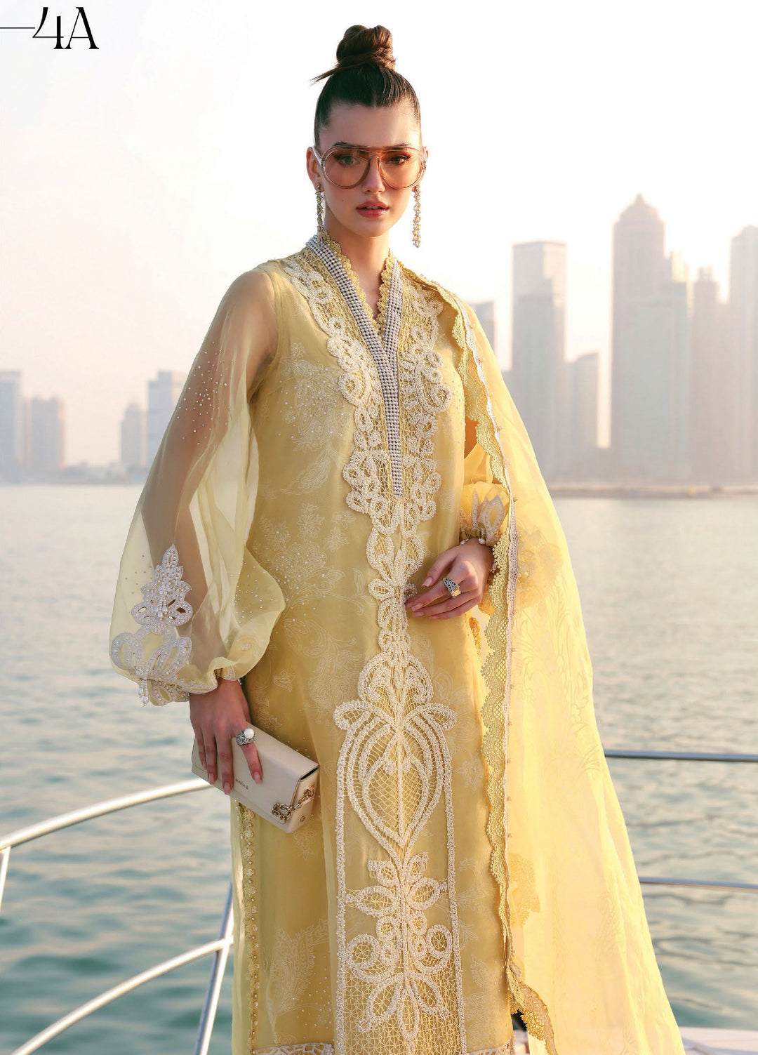 Maria B Unstitched Embroidered Luxury Lawn 3 Piece Suit MB26UEL 4A - Eid Collection