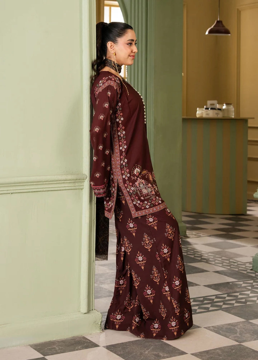 Retro by Maria Osama Khan RTW Printed Grip 3 Piece Suit MOK26PR Haze - Casual Collection