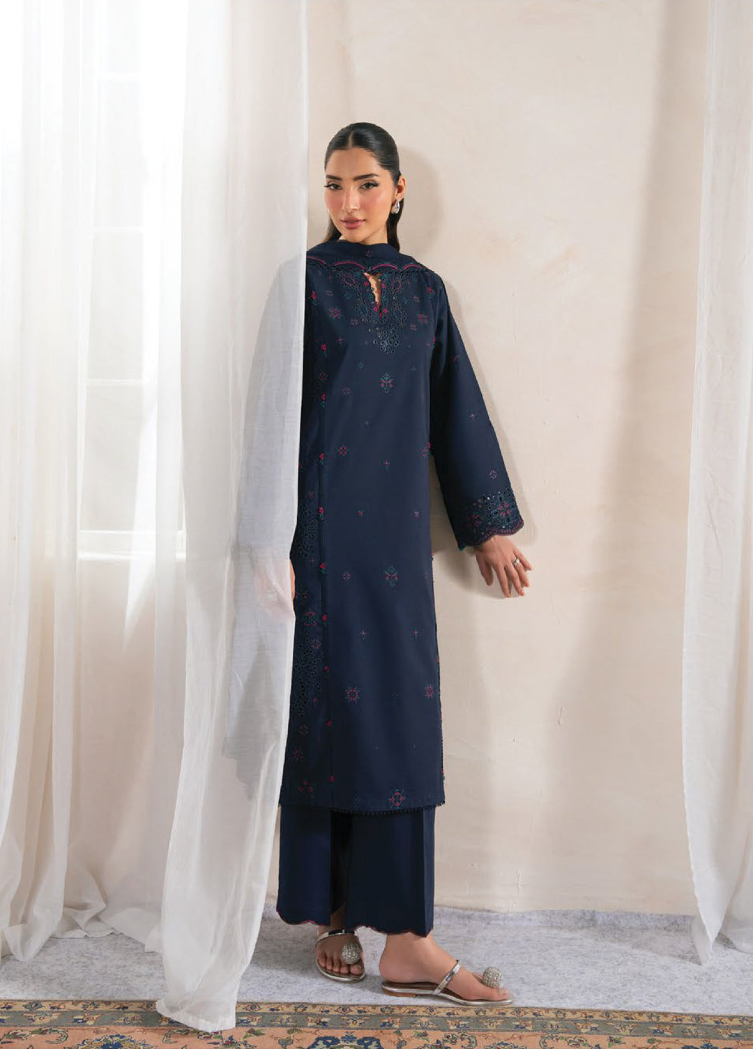 Seran Unstitched Embroidered Lawn 3 Piece Suit SN26ULLE Celune D-03 - Eid Collection