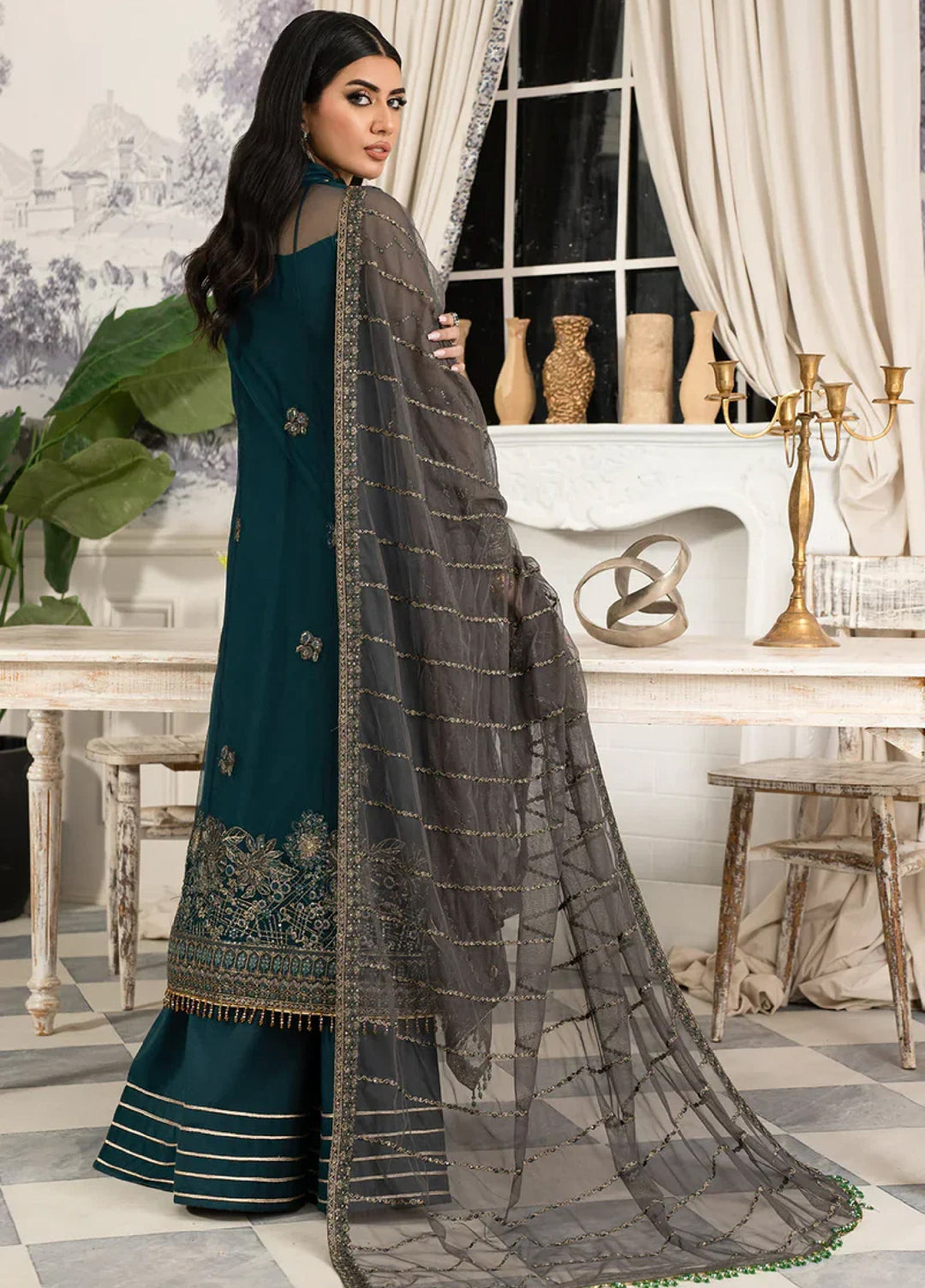Zarif Women Unstitched Embroidered Net 3 Piece Suit ZR26UFC ZAF 04 GURIYA - Festive Collection