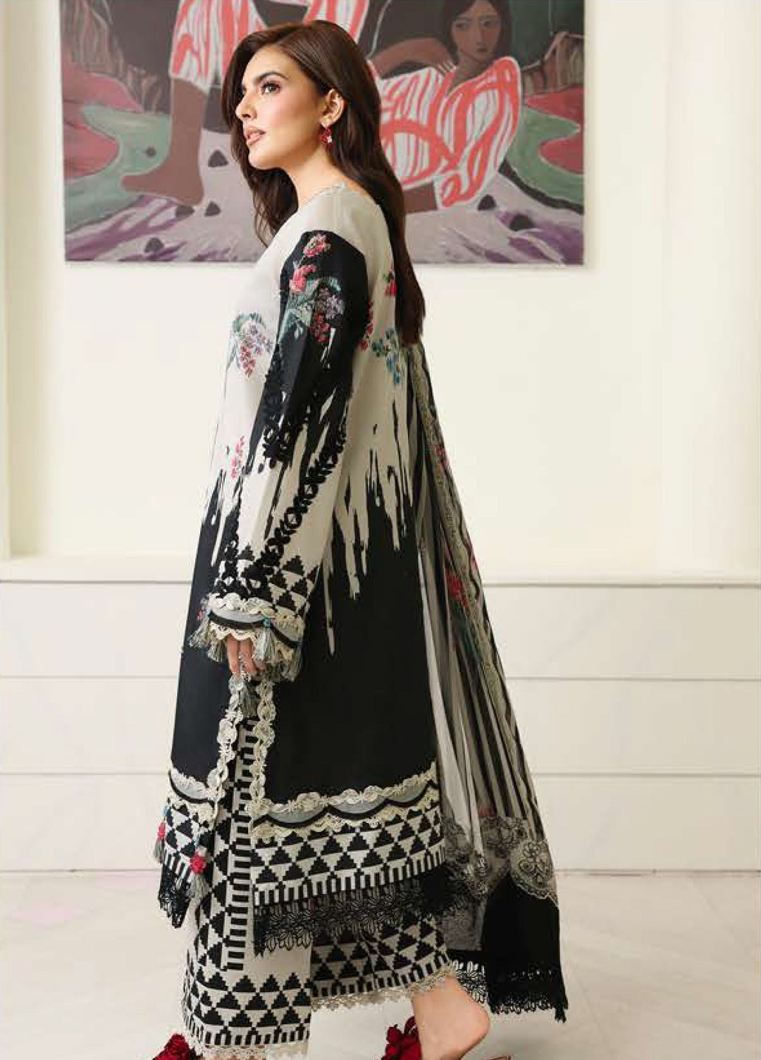 Petals in Print by Roheenaz Unstitched Printed Lawn 3 Piece Suit RN26UPP Black Petals RUNSS260904 - Summer Collection