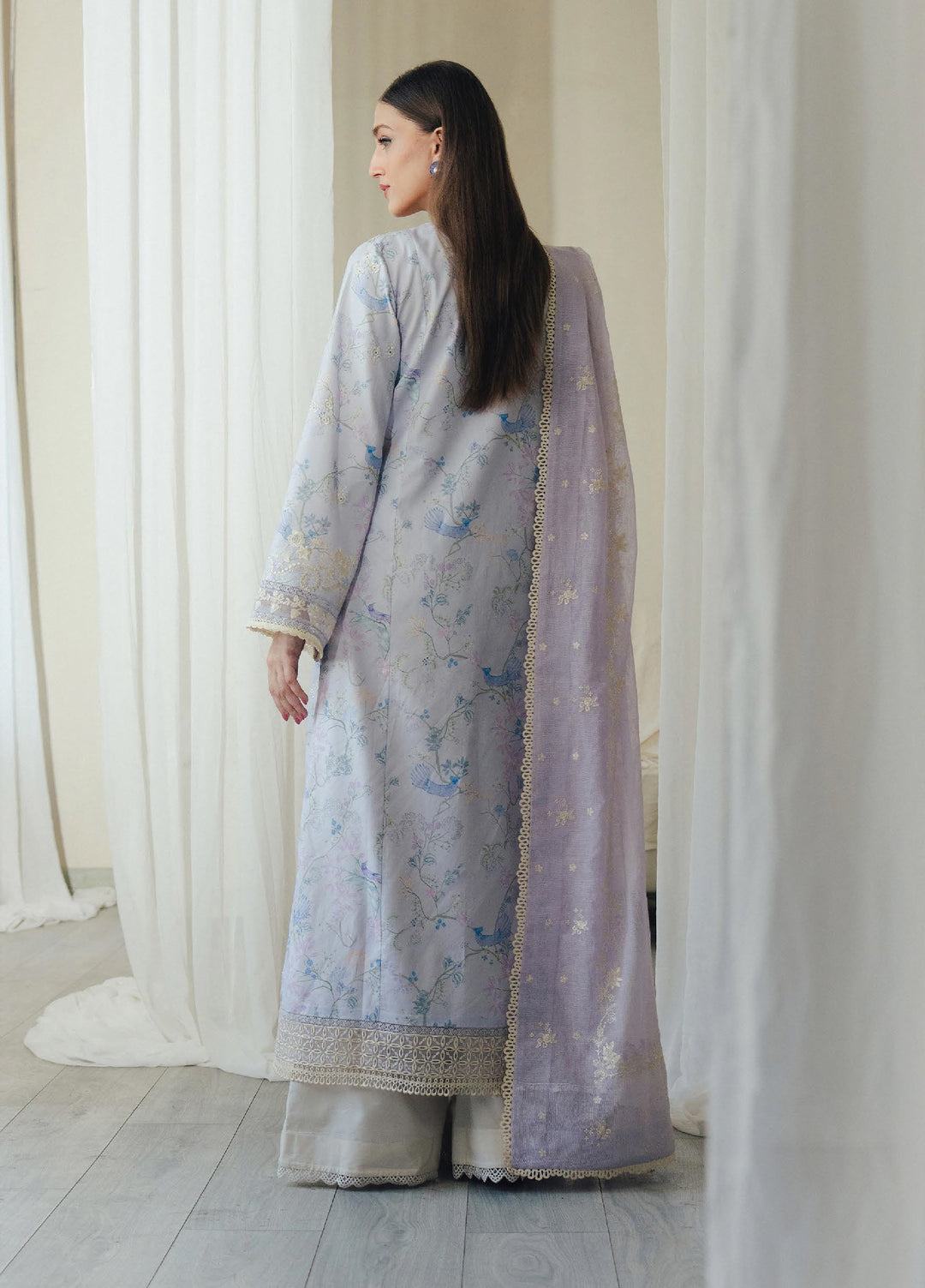 Daybreak by Afrozeh Unstitched Printkari Embroidered Lawn 3 Piece Suit AF26UDB D-4 DOVEMIST - Summer Collection