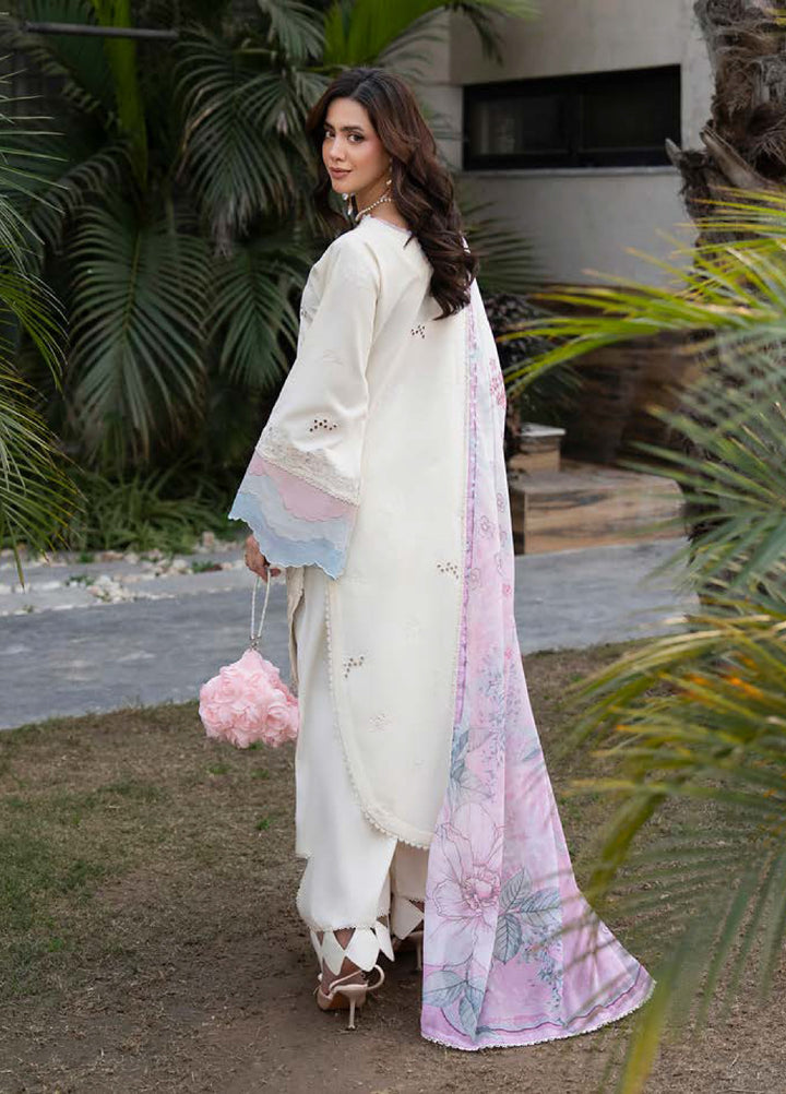Aylin Unstitched Embroidered Luxury Lawn 3 Piece Suit AYL26UL D7 Ivory Rose - Summer Collection