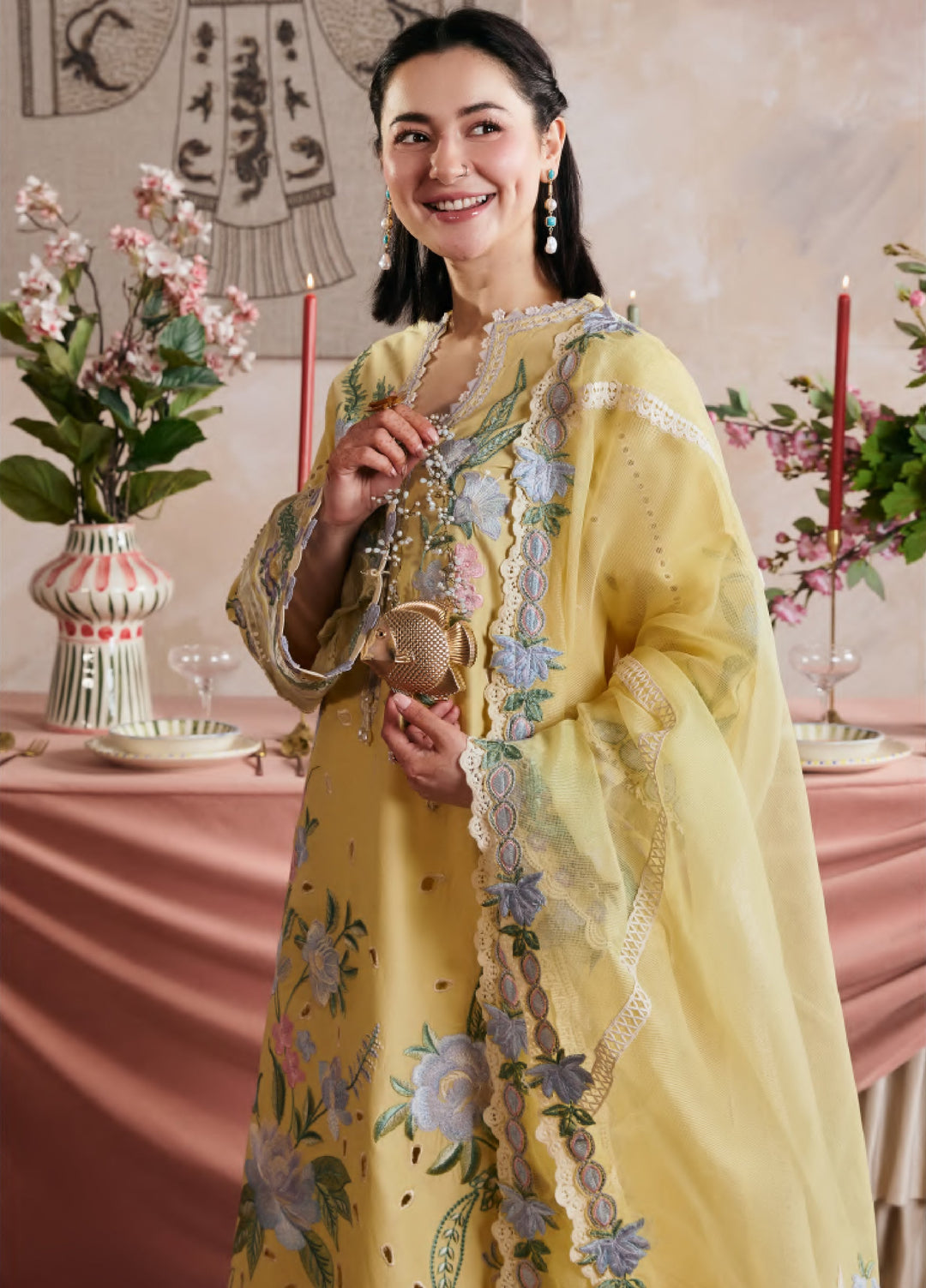 Maryam Hussain Unstitched Embroidered Lawn 3 Piece Suit MH26ULF Hamna - Festive Collection