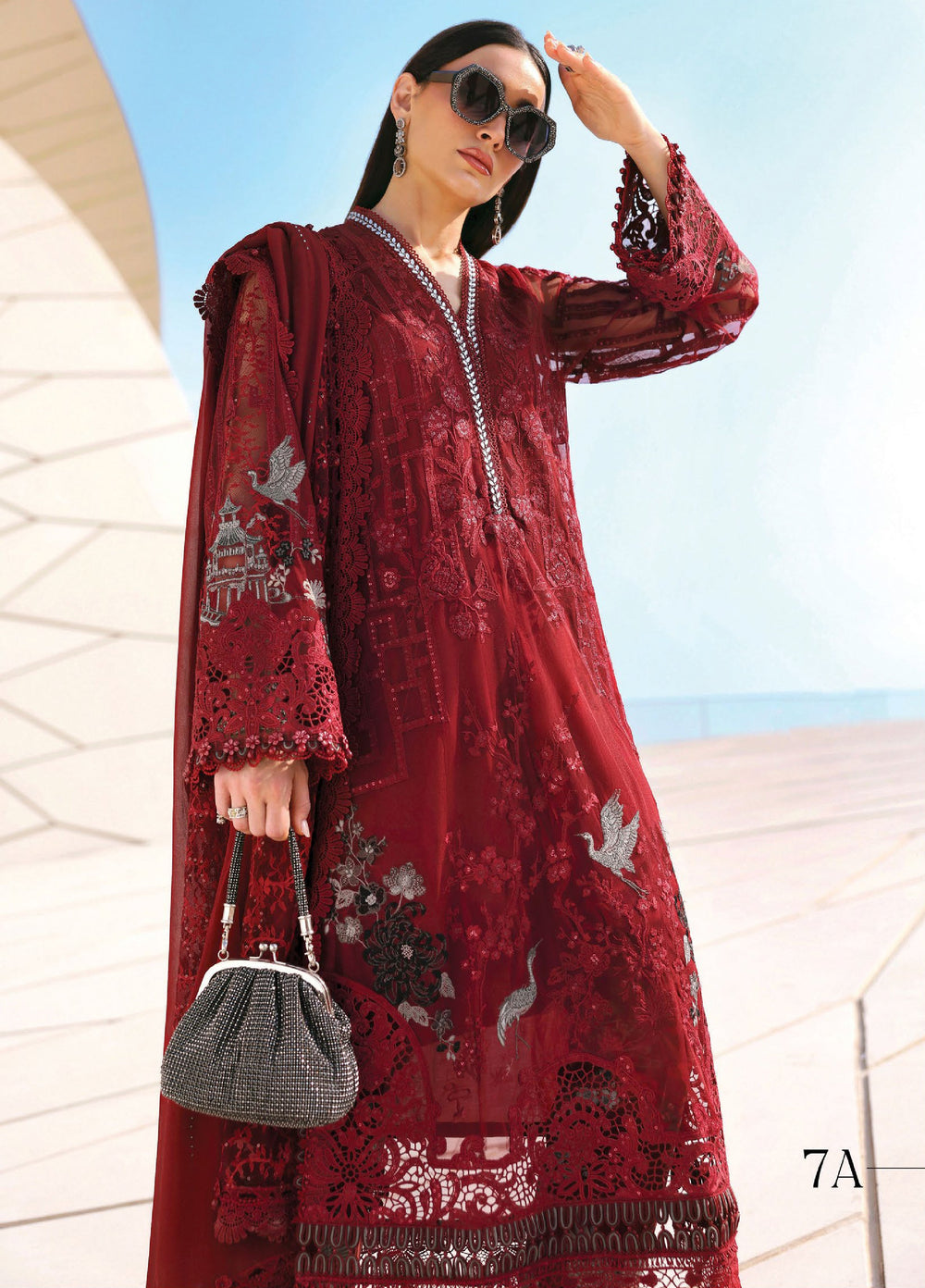 Maria B Unstitched Embroidered Luxury Lawn 3 Piece Suit MB26UEL 7A - Eid Collection