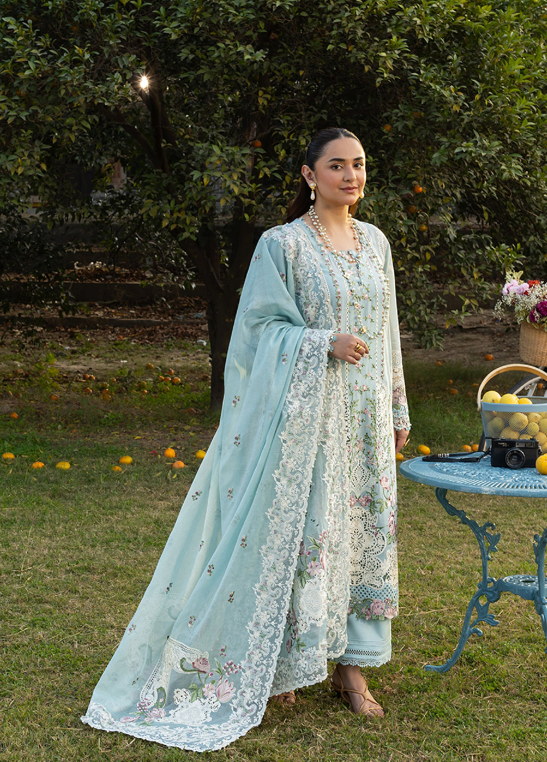 Elaf Premium Unstitched Embroidered Luxury Lawn 3 Piece Suit EL26UPL ELY-7 MORNING DRIZZLE - Summer Collection