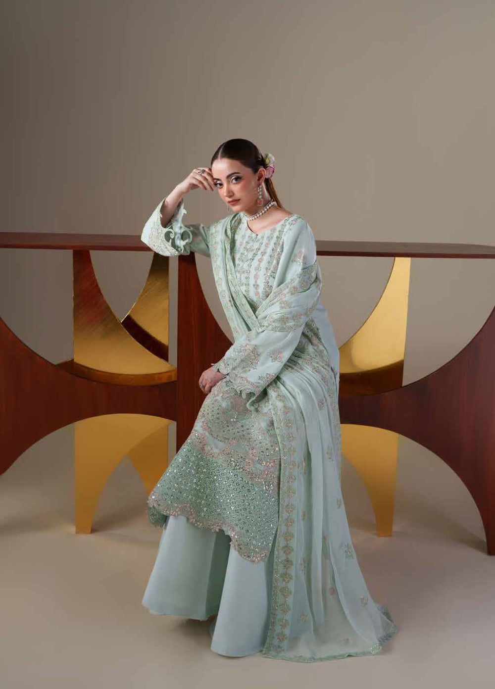 Nouvelle by Emaan Adeel Unstitched Embroidered Chiffon 3 Piece Suit EA26UNC Orla - Festive Collection