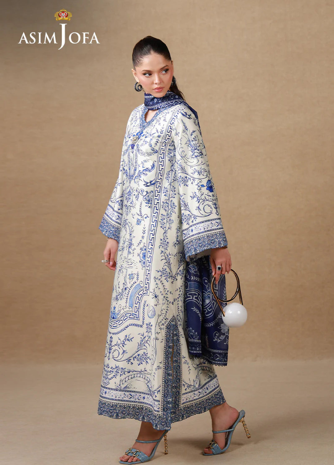 Asim Jofa Unstitched Printed Silk 3 Piece Suit AJ26UPS AJULSC-05 - Casual Collection