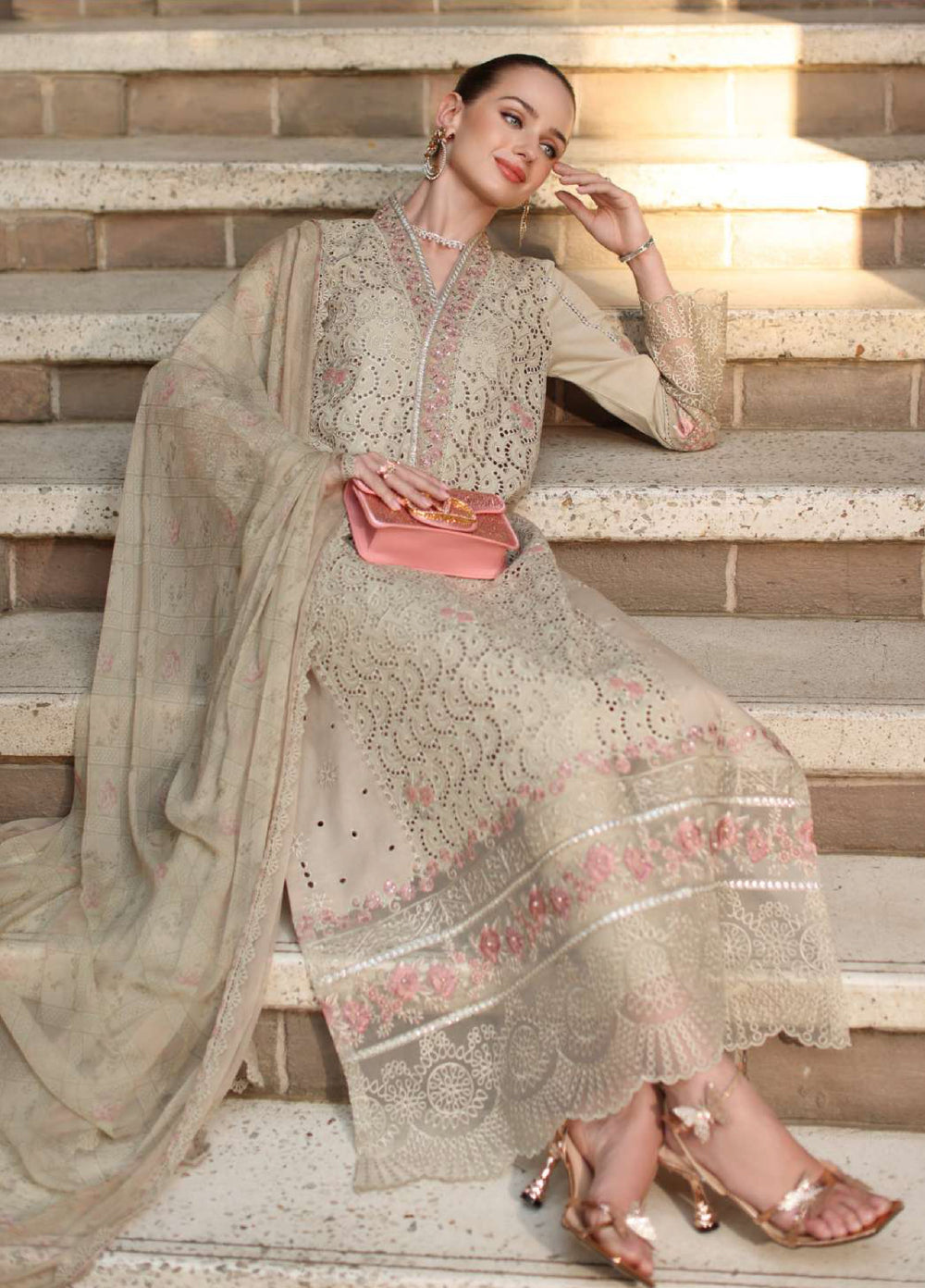 Noor by Saadia Asad Unstitched Embroidered Luxury Lawn 3 Piece Suit SA26UNL D5A-LUNAIRA - Eid Collection