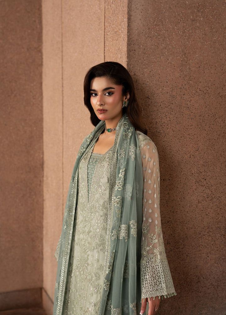 Lazawal by Lavish Premium Unstitched Embroidered Chiffon 3 Piece Suit LVP26UCL Pistachio Pearl - Festive Collection