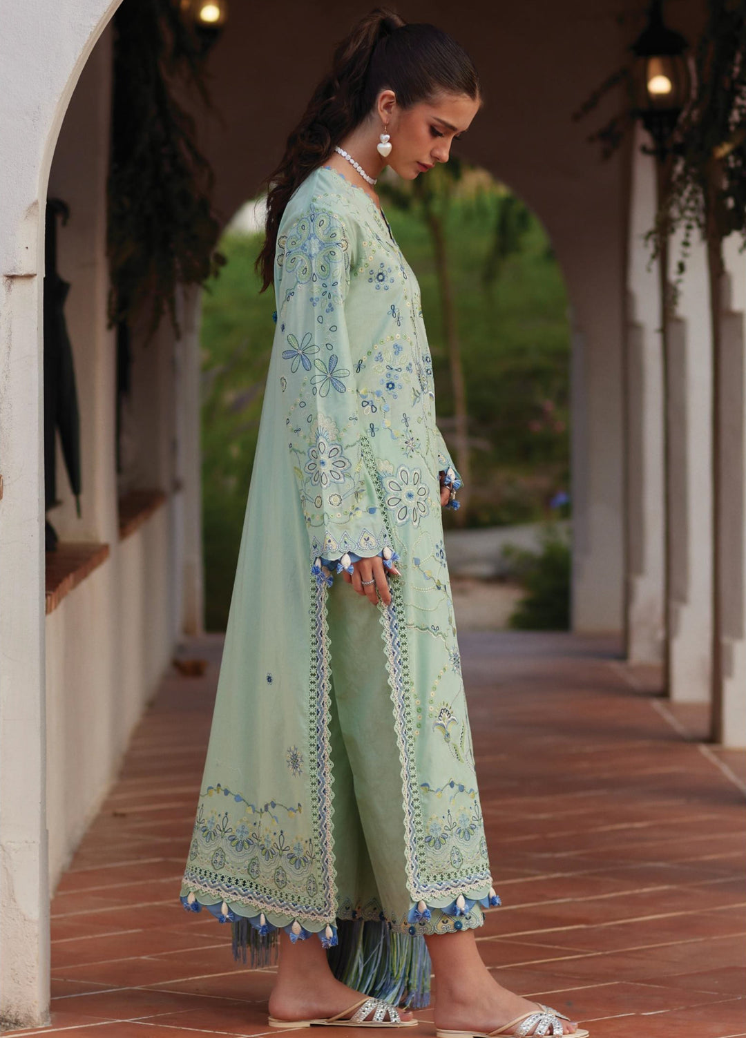 Farah Talib Aziz Unstitched Embroidered Lawn 3 Piece Suit FTA26UL FTA-11 MARCIA MINT - Summer