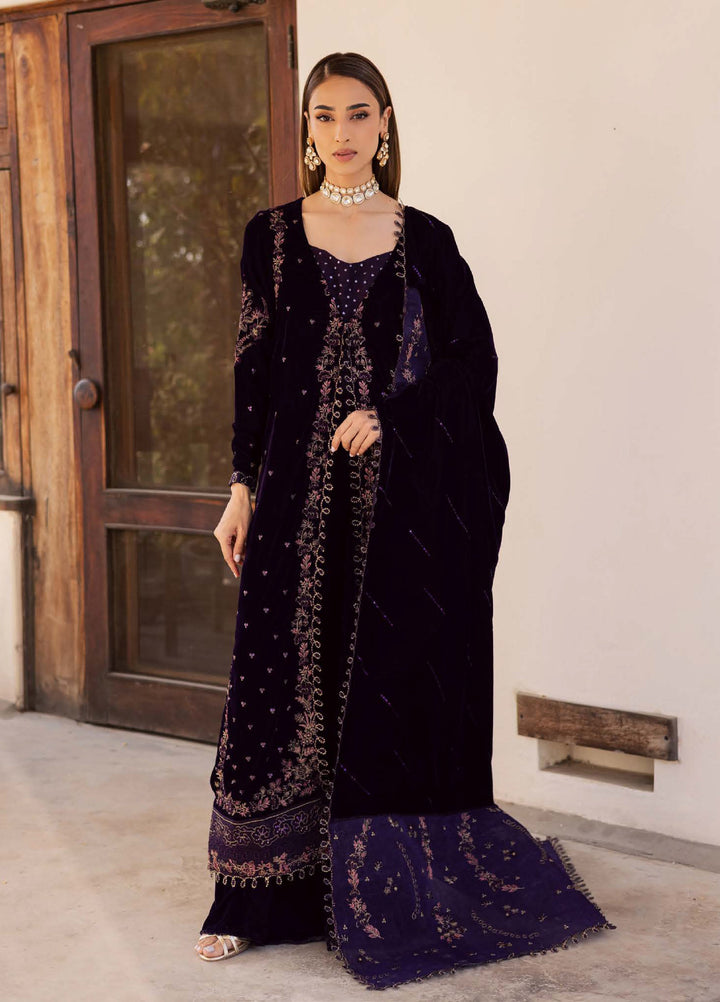 Nureh Maya Unstitched Velvet Embroidered 3 Piece Suits NU25MF NW-123 - Festive Collection