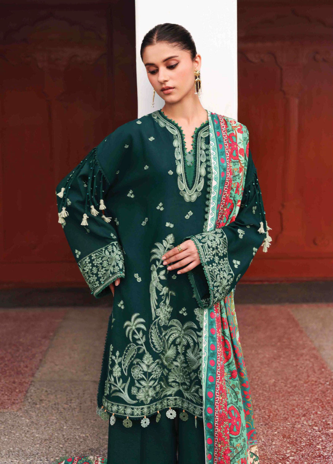 Amaris by Republic Womenswear Unstitched Luxury Shawl Karandi Embroidered Suits 3 Piece RW25AS D-7 - Winter Collection