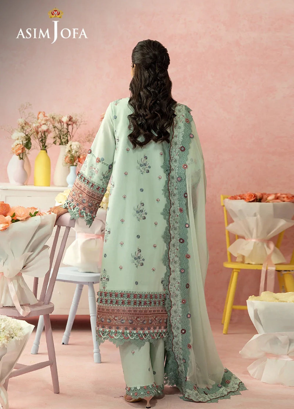 Asim Jofa Unstitched Embroidered Luxury Lawn 3 Piece Suit AJ26ULL AJULW-08 - Festive Collection