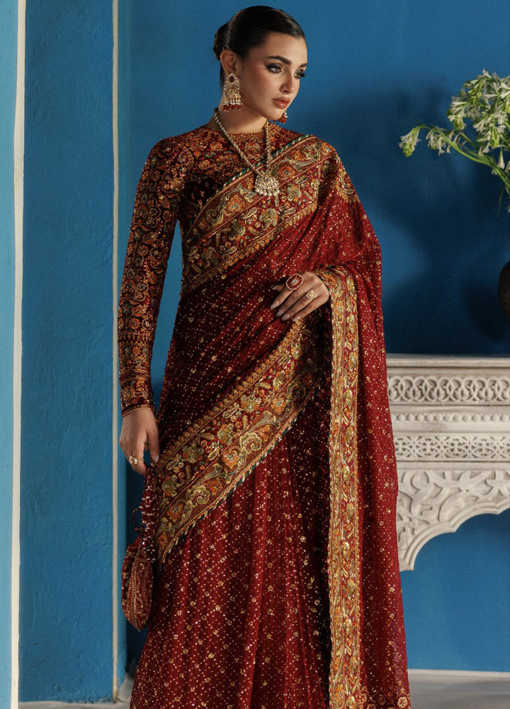 AIK Udaipur Velvet Unstitched Luxury Embroidered Saree AIK25 D-09 - Formals Collection