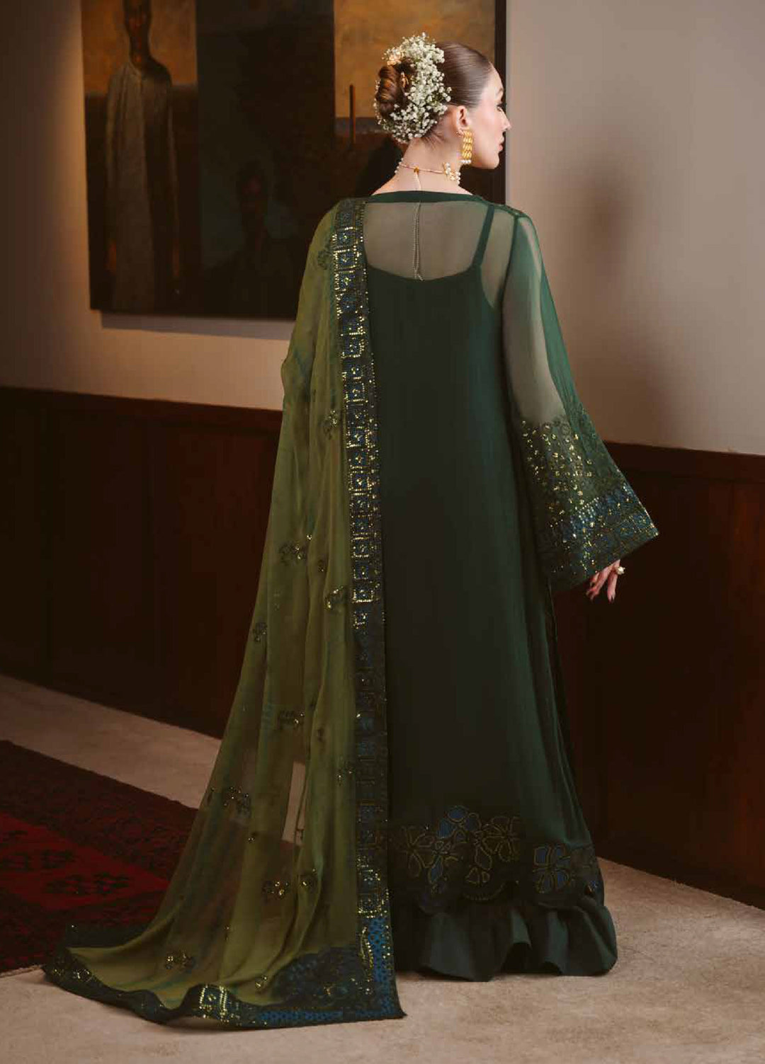 Elaya by Nureh Unstitched Embroidered Chiffon 4 Piece Suit NU26UEF NEL-93 - Festive Collection